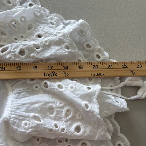 Unsubscribed Tops Blouse Shirt Women's Small White Boho Eyelet Ruffle Bib NWT - Picture 8 of 12
